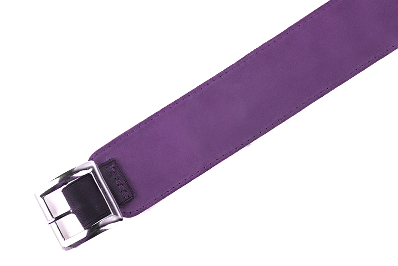 Amethyst purple women's calf bracelets, to wear over boots. Profile view - Florence KOOIJMAN